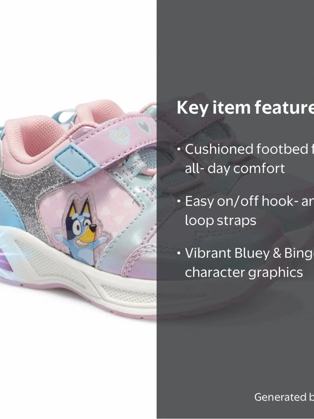 Bliss Kids Pastel Heart Light-Up Sneakers - Pink, Blue & Purple